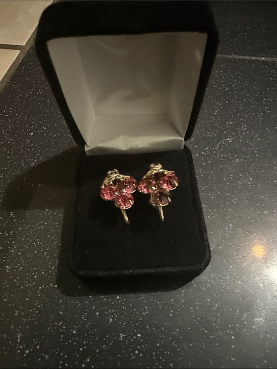 Coro Jewelry - Coro Gold-Tone Pink Crystal Cluster Earrings